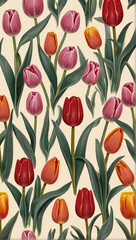 Obraz premium Lots of red and yellow tulips