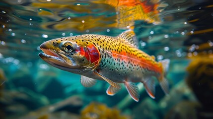  A macro shot of an aquatic creature surrounded by submerged vegetation