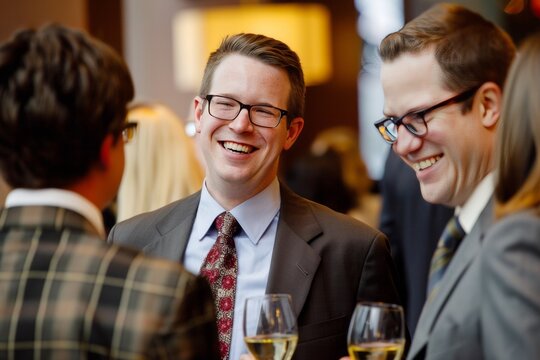 A law firm's alumni reunion event, where former colleagues reconnect and reminisce about their time at the firm, celebrating their shared professional journey and accomplishments, Generative AI