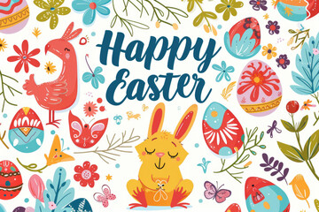 Festive clip art with "Happy Easter" phrase