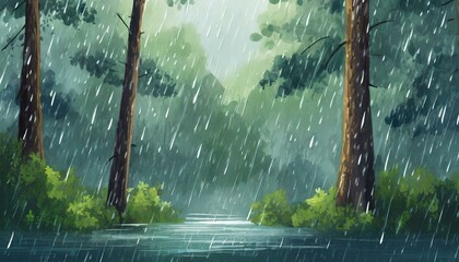 雨の日、大雨のイラスト
