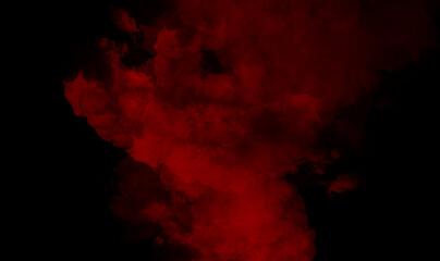 Red smoke on black background - obrazy, fototapety, plakaty