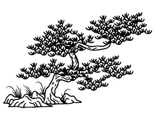 Outline Tree Asian Illustration Element