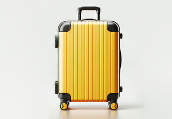 Trolley bag yellow and black color on white background 3D illustration