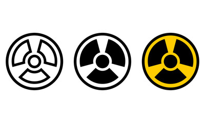 Set circle dangerous nuclear radiation sign icon flat vector design