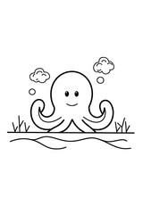 Underwater World Coloring Page Kids Octopus