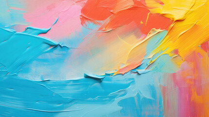 Closeup of multicolored pastel colours texture oil painting and palette knife on canvas. Abstract...