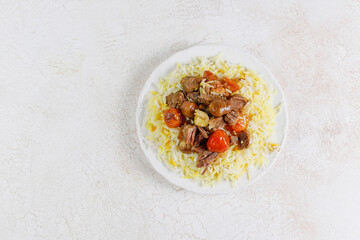 A traditional meal of Azerbaijan Qara for plov or ash.