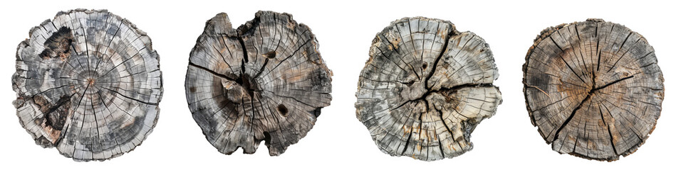 Tree stump, top view, PNG collection - obrazy, fototapety, plakaty