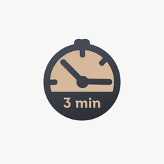 3 minutes, stopwatch vector icon. clock icon in flat style. Stock vector illustration isolated on white background.