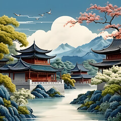 Obraz premium japanese temple in the autumn