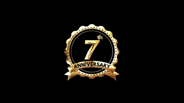  7th Anniversary luxury Gold Animation. Greeting for the 7th Anniversary. Luxurious Animation Celebrating 7 Years of Excellence