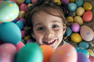 Fototapeta na wymiar The thrill of finding hidden Easter eggs, captured moments of excitement and laughter