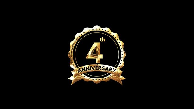 4th Anniversary luxury Gold Animation. Greeting for the 4th Anniversary. Luxurious Animation Celebrating 4 Years of Excellence