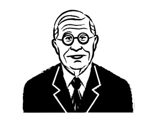 Faces of people different nationalities and ages drawn with black outline. Society doodle vector illustration
