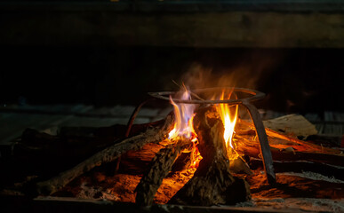 Bonfire built at the homestay