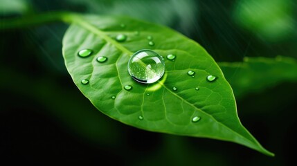 CO2 reducing icon on green leaf with water droplet for decrease CO2 , carbon footprint and carbon credit to limit global warming from climate change, Bio Circular Green Economy concept