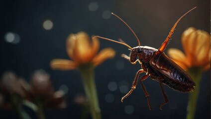 A cockroach scurrying