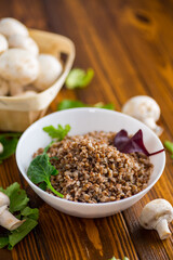 cooked buckwheat in a bowl