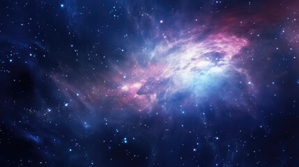 Naklejka premium Cosmic voyage, celestial dance of space scene with swirling galaxy, nebula, and distant planet, power and energy of swirling galaxies and dark matter in space, glowing star fantastic background