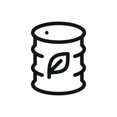 Biofuel barrel isolated icon, eco fuel barrel vector symbol with editable stroke