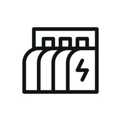 Hydroelectric power station isolated icon, hydroelectric power plant vector symbol with editable stroke