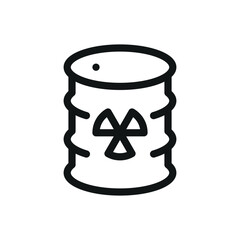 Nuclear fuel barrel isolated icon, nuclear waste vector symbol with editable stroke