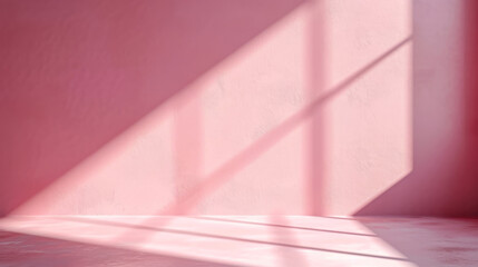 Warm light casting geometric shadows on pink wall background, evoking a contemporary and artistic feel