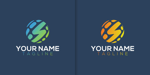 Vector logo design template for business. World technology icon.
