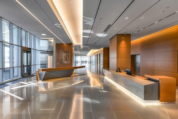 A brokerage firm's corporate headquarters, featuring modern architecture and cutting-edge facilities, symbolizing the firm's status and reputation in the financial industry, Generative AI