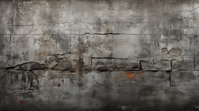 Exterior Concrete white wall texture with Peeling and Crack Brown Paint,Broken rough cement surface, Grey building wall with cracking plaster.Generative AI.