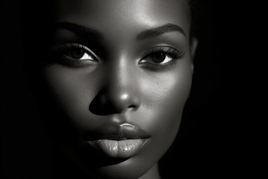 Monochromatic fashion portrait of an African American female model