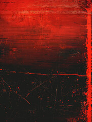 Vibrant red and dark textured streaks on an abstract grungy backdrop.