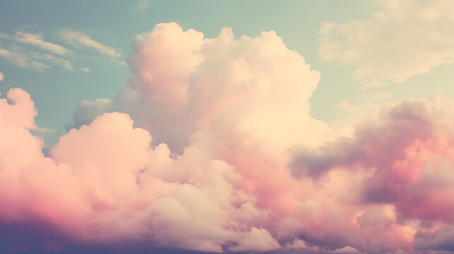 Serene cloud background with gentle pink tones and soft evening light