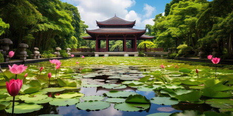 Tranquil Asian Garden: A Serene Oasis of Architecture and Nature