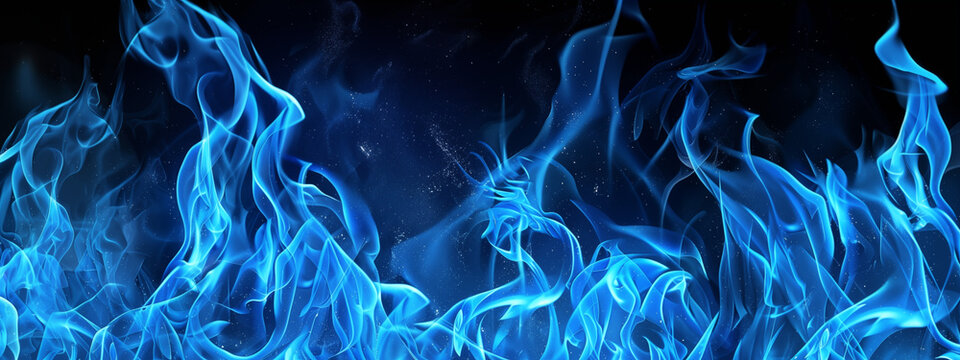 Wallpaper picture with blue flames on a black background	