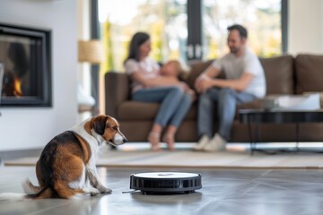Upgrade Your Home Cleaning Experience with Advanced Robotic Technology: Optimize Allergen Management, Smart Home Integration, and State-of-the-Art Floor Care for Enhanced Living Comfort - obrazy, fototapety, plakaty