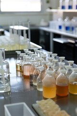 An environmental laboratory with samples of soil, water, and air being analyzed for pollutants and contaminants, Generative AI
