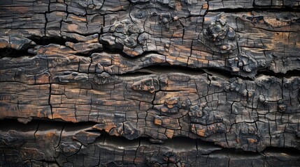A close-up view of an aged wooden surface, showcasing a rich tapestry of natural cracks