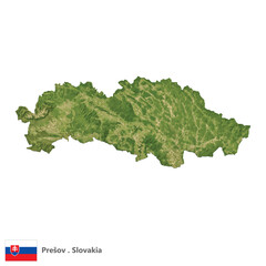 Prešov, Region of Slovakia Topographic Map (EPS)