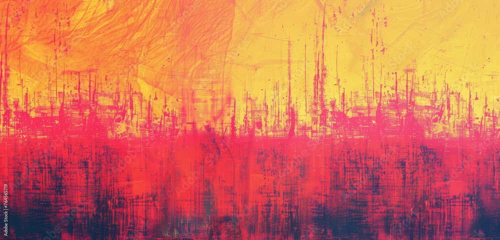 Sticker A vivid abstract background with splashes of neon pink and yellow, exuding a bright and energetic texture.