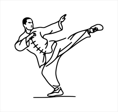 kungfu moves silhouette - line hand drawing (artwork 9)