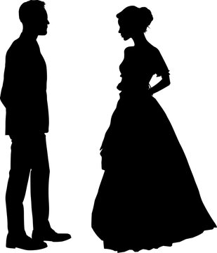 Vektor Silhouetten K&ouml;rper Mann und Frau - Ehepaar - Hochzeit - Zwei Personen