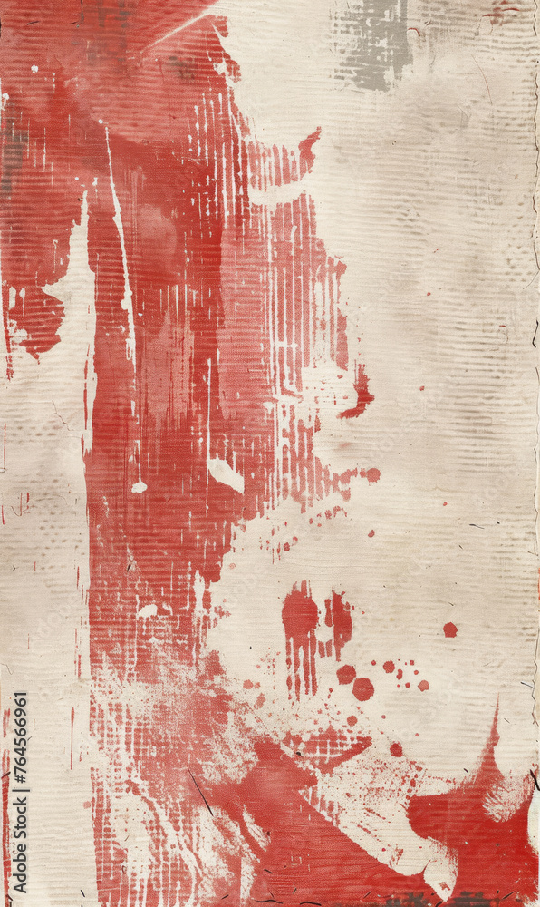 Sticker Textured abstract background with red and white paint, creating a distressed and grungy artistic effect.