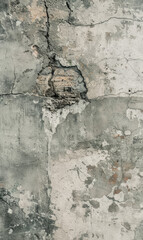 Aged concrete wall with cracked and peeling monochrome paint, creating a vintage grunge texture.