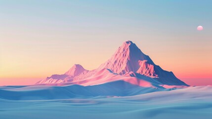 minimalist background of a single mountain against a stunning gradient sky, copy and text space, 16:9