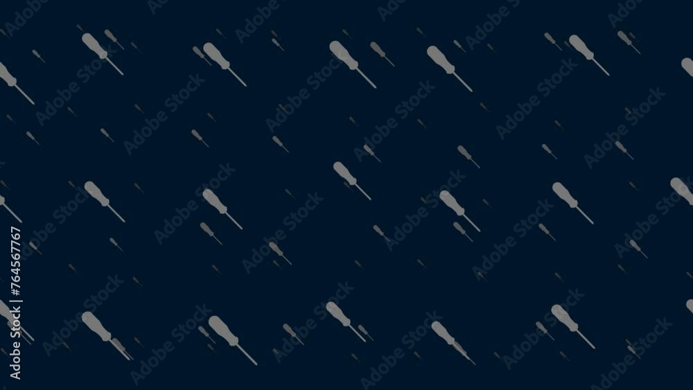 Poster a screwdriver symbols float horizontally from left to right. parallax fly effect. floating symbols a