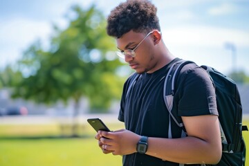 Fototapeta premium teenager checking social media notifications on a phone