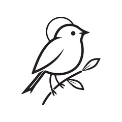 Fototapeta premium simple and minimalistic bird logo, lineart style, black and white line art, white background, no shading