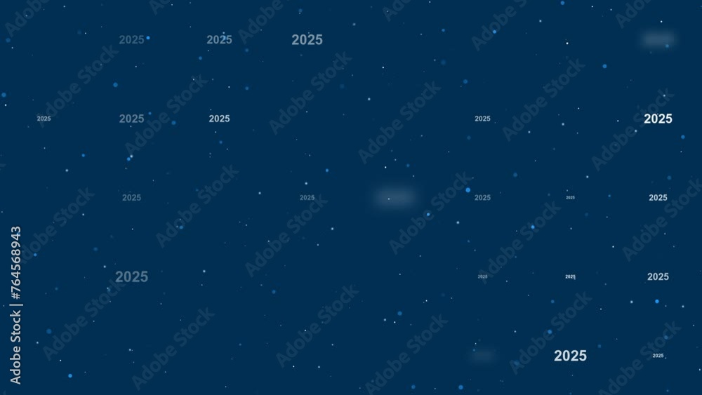 Poster template animation of evenly spaced 2025 year symbols of different sizes and opacity. animation of t
